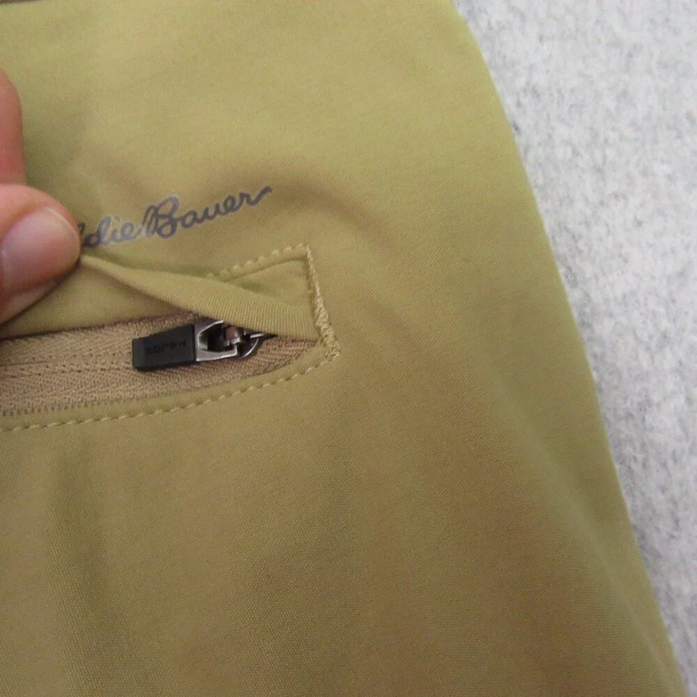 Eddie Bauer Mens Chino Tech Pants‎ 38 X 32 Tan Khaki Stretch Nylon Flat Front